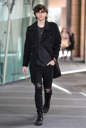 Milan, Italy - February 20, 2020: Street style appearance during Milan Fashion Week - streetstylefw20のeditorial素材