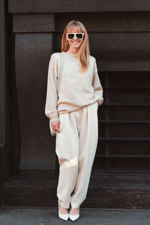 Milan, Italy - February 22, 2020: Street style appearance during Milan Fashion Week - streetstylefw20のeditorial素材