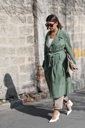 Milan, Italy - February 23, 2020: Street style appearance during Milan Fashion Week - streetstylefw20のeditorial素材
