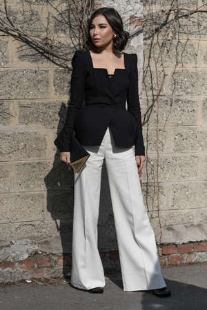 Milan, Italy - February 23, 2020: Street style appearance during Milan Fashion Week - streetstylefw20のeditorial素材