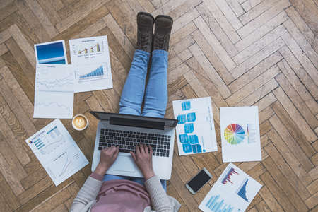 creative home work space - work from home conceptの写真素材