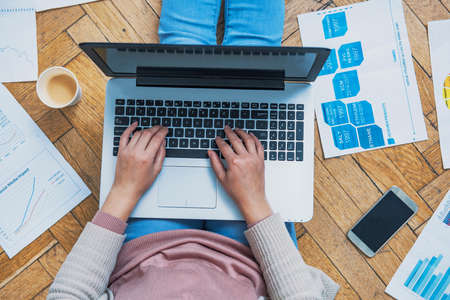 creative home work space - work from home conceptの写真素材