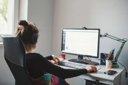 girl working from her home