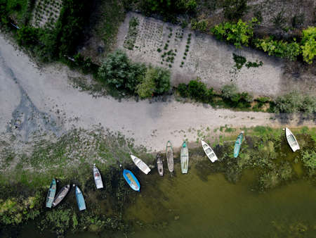 Danube Delta in Somova village, Dobrogea region,  Romania. Aerial view.の写真素材