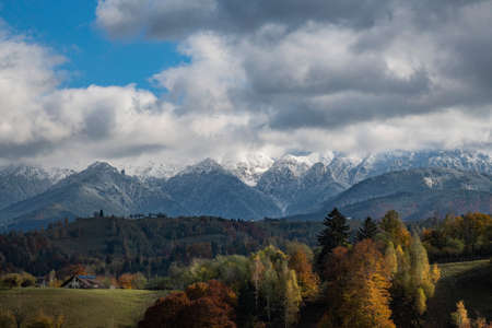 Autumn landscape in Pestera county, Romania