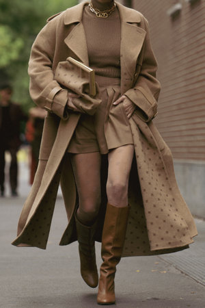 Milan, Italy - September 22, 2021:  Street style outfit, fashionable woman wearing a Fendi outfit on the streets of Milan, Italy.のeditorial素材