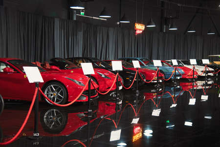 Bucharest, Romania - January 11, 2019: Ferrari luxury cars, presented at Tiriac Collection Museum.