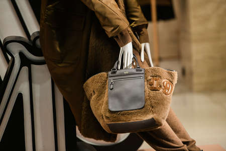Milan, Italy - September 24, 2021: Valentino luxury and fashionable handbag from new collection...