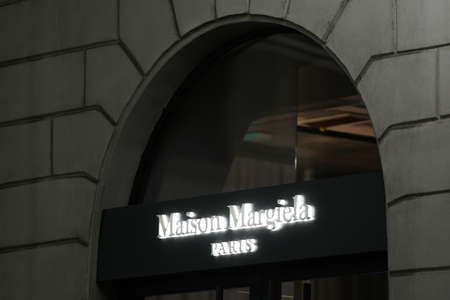 Milan, Italy - September 24, 2021: Maison Margiela logo displayed on a facade of a store in Milan.のeditorial素材