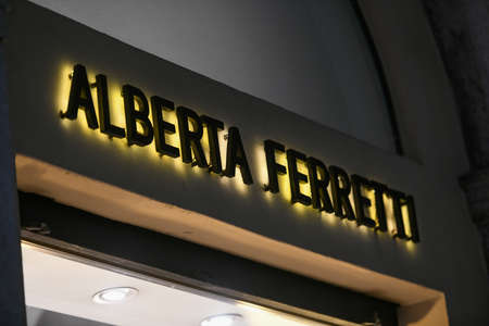 Milan, Italy - September 24, 2021: Victoria's Secret logo displayed on a facade of a store in Milan.のeditorial素材