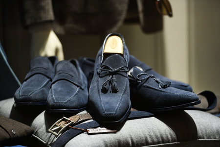 Milan, Italy - September 24, 2021: Men clothing in a store.のeditorial素材