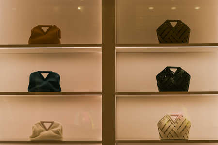 Milan, Italy - September 24, 2021: Handbags in a boutique store.のeditorial素材