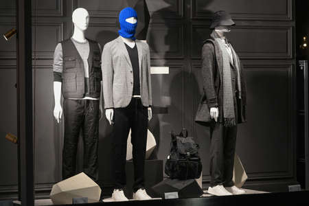 Milan, Italy - September 24, 2021: Men clothing in a store.のeditorial素材