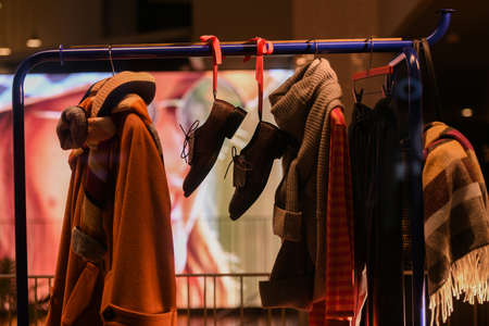 Milan, Italy - September 24, 2021: Men clothing in a store.のeditorial素材