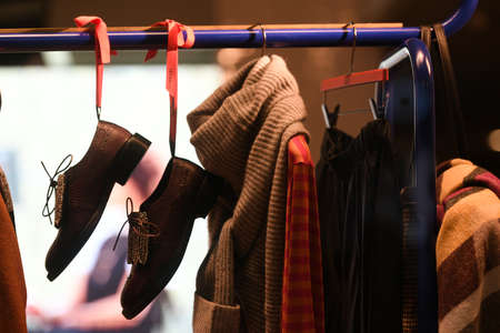 Milan, Italy - September 24, 2021: Men clothing in a store.のeditorial素材