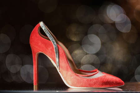 Milan, Italy - September 24, 2021: Luxury women shoes in a store.のeditorial素材