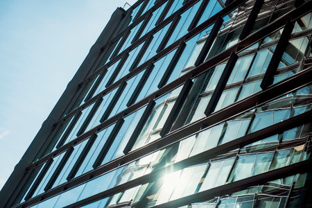 Detail of a modern building in blue tones