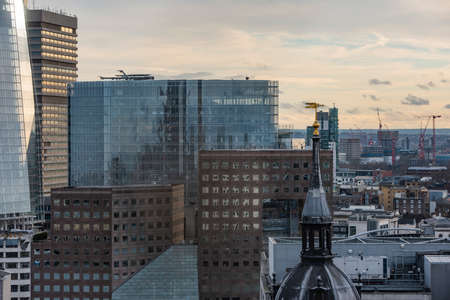 London, England â February 20, 2017: Cityscape of London business district, view from aerial.のeditorial素材