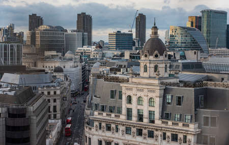 London, England â February 20, 2017: Cityscape of London business district, view from aerial.のeditorial素材