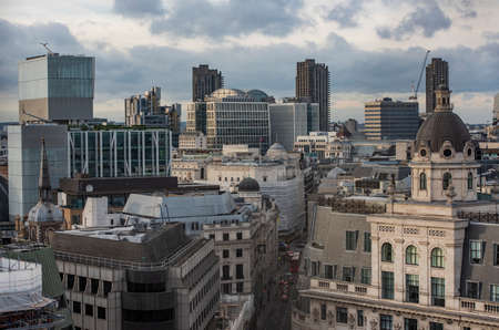 London, England â February 20, 2017: Cityscape of London business district, view from aerial.のeditorial素材