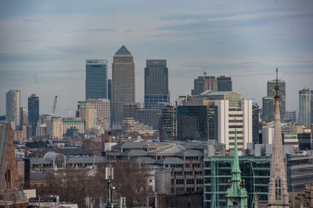 London, England â February 20, 2017: Cityscape of London business district, view from aerial.のeditorial素材