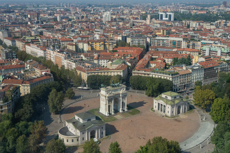 Milan view from above in autumn.の写真素材