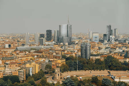 Milan, Italy - September 21, 2018: View of the city from above.のeditorial素材