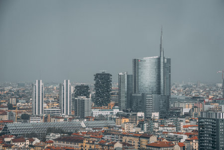 Milan, Italy - September 21, 2018: View of the city from above.のeditorial素材