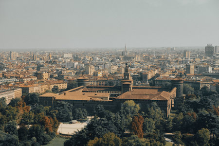 Milan view from above in autumn.の写真素材