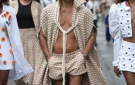 Street style outfit - man wearing extravagant clothingの写真素材