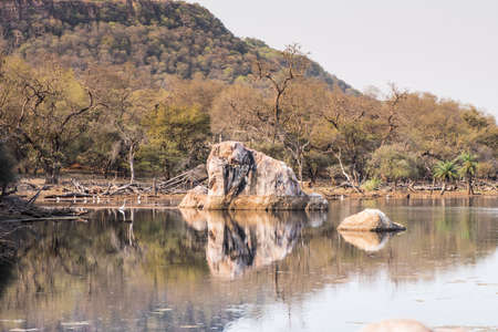 Landscape with lakeの写真素材