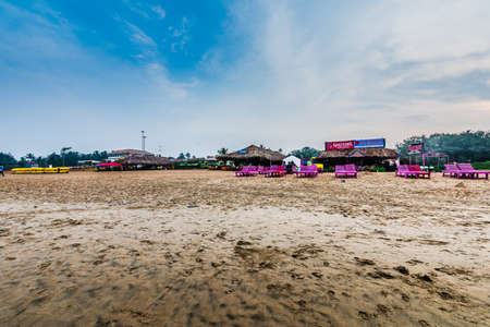 Beach cafe and bar at Calangute Beach, Goaのeditorial素材