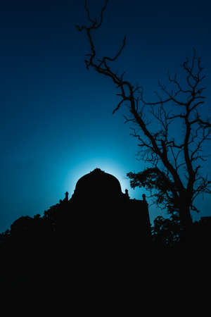 Silhouette background at Lodi Gardens is a city park situated in New Delhi, India.のeditorial素材