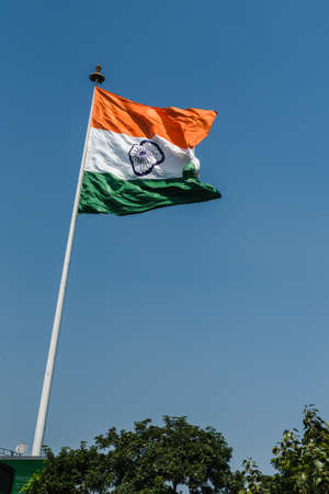 Indian National Flag waving at New Delhiの写真素材
