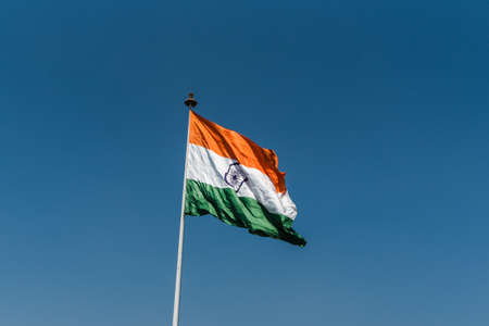 Indian National Flag waving at New Delhiの写真素材