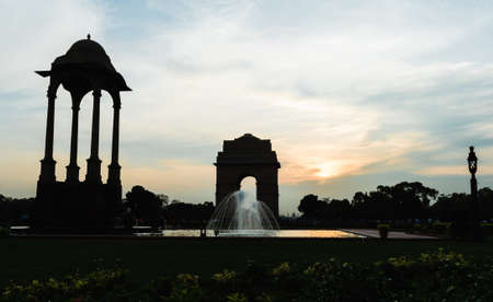View of canopy and India Gate, a war memorial astride of Rajpath from British India Army who died in first world warの写真素材