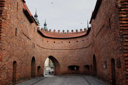 View of the Barbikan gate situated in the Polish city warsaw.のeditorial素材