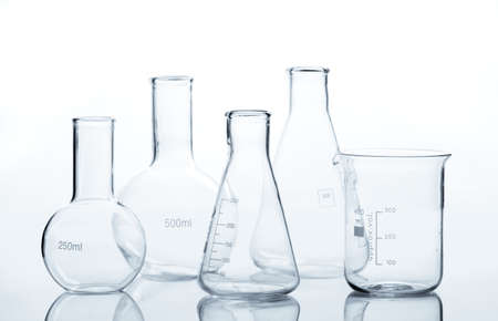 empty laboratory glass over white