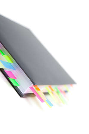 Diary with a tabs, isolated on white on white backgroundの写真素材