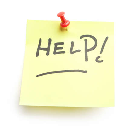 Sticky note with text Help on it, isolated on white backgroundの写真素材