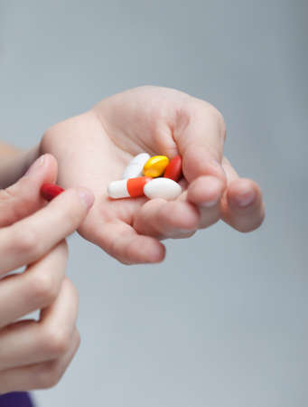Drugs on the hand. Natural remedyの写真素材