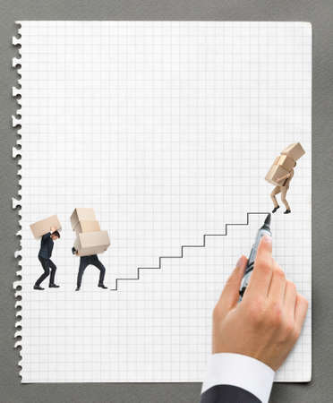 Manager draws the schedule of delivery of goods, white backgroundの写真素材