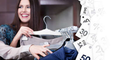 Woman decides what she is sure to try on, close up