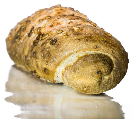 Bread on white glassy backgroundの写真素材
