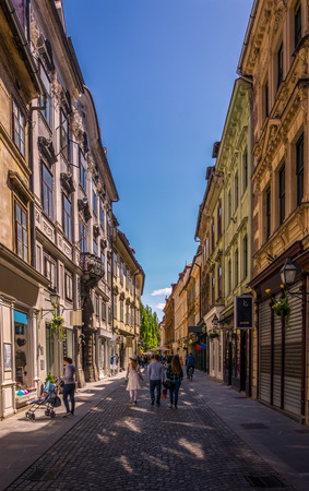 Street in Ljubljana in SLoveniaのeditorial素材