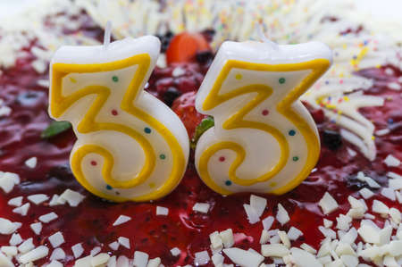 Candles on the birthday cakeの写真素材