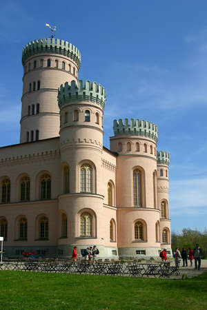 Castle Granitz with a beer garden in foregroundのeditorial素材
