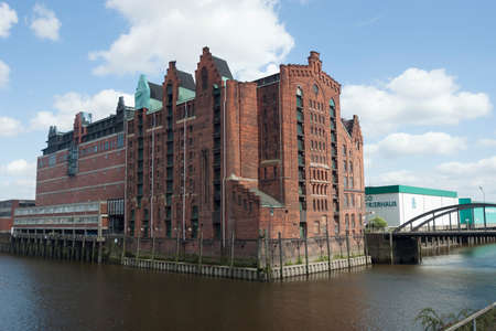 Storage building in the warehouse district of Hamburgの写真素材