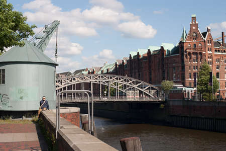 Storage buildings and historic crane at the Fleetのeditorial素材