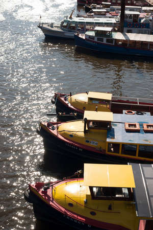 Yellow barges in the Fleetのeditorial素材